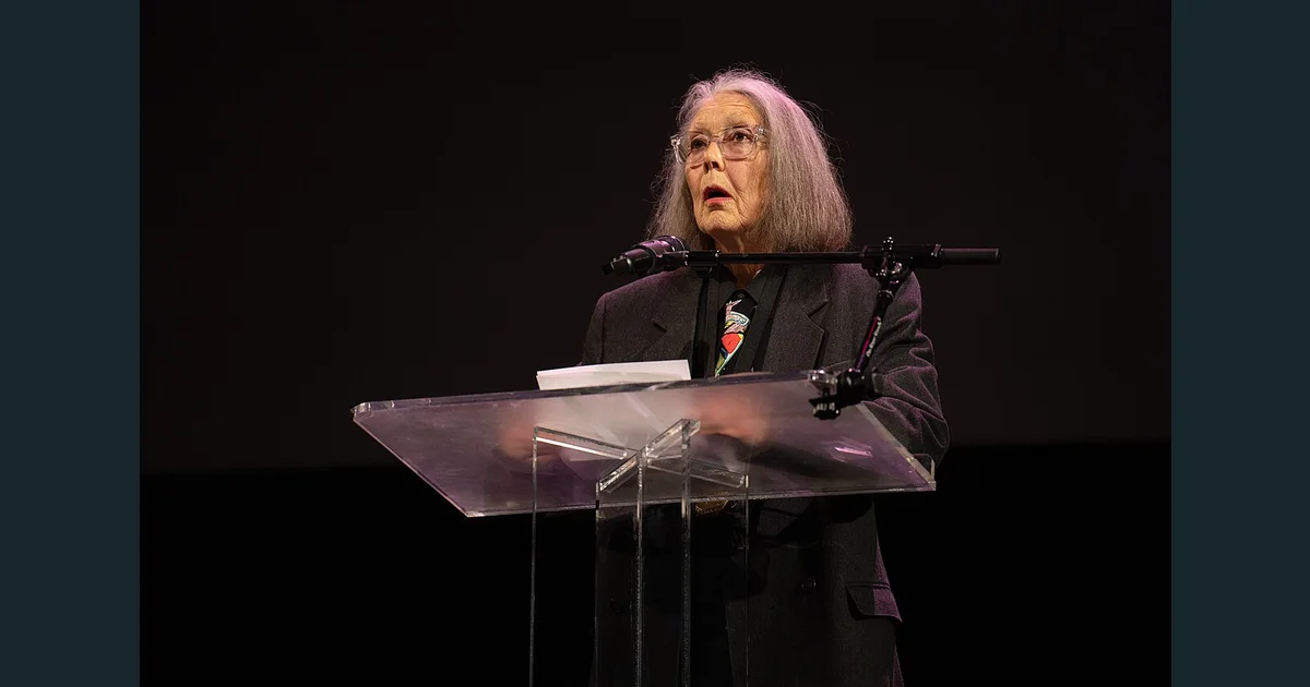 Anne Carson, poet, at the 2024 National Book Awards finalist reading 7.jpg