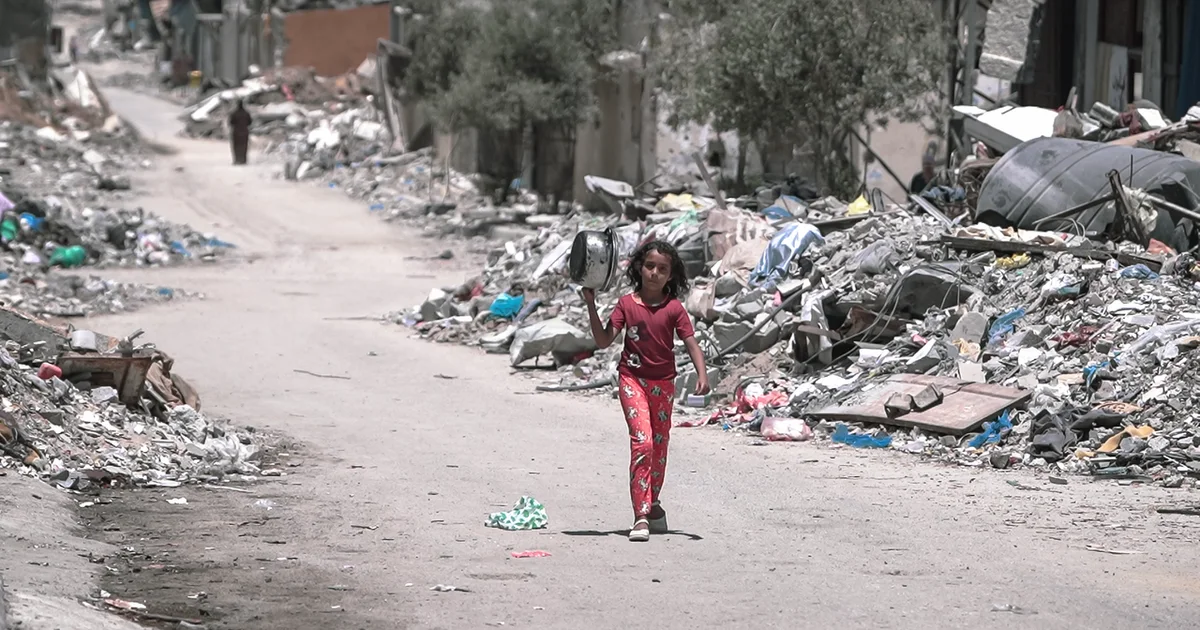 A girl walks inside Gaza during the Gaza-Israel war to get food.png